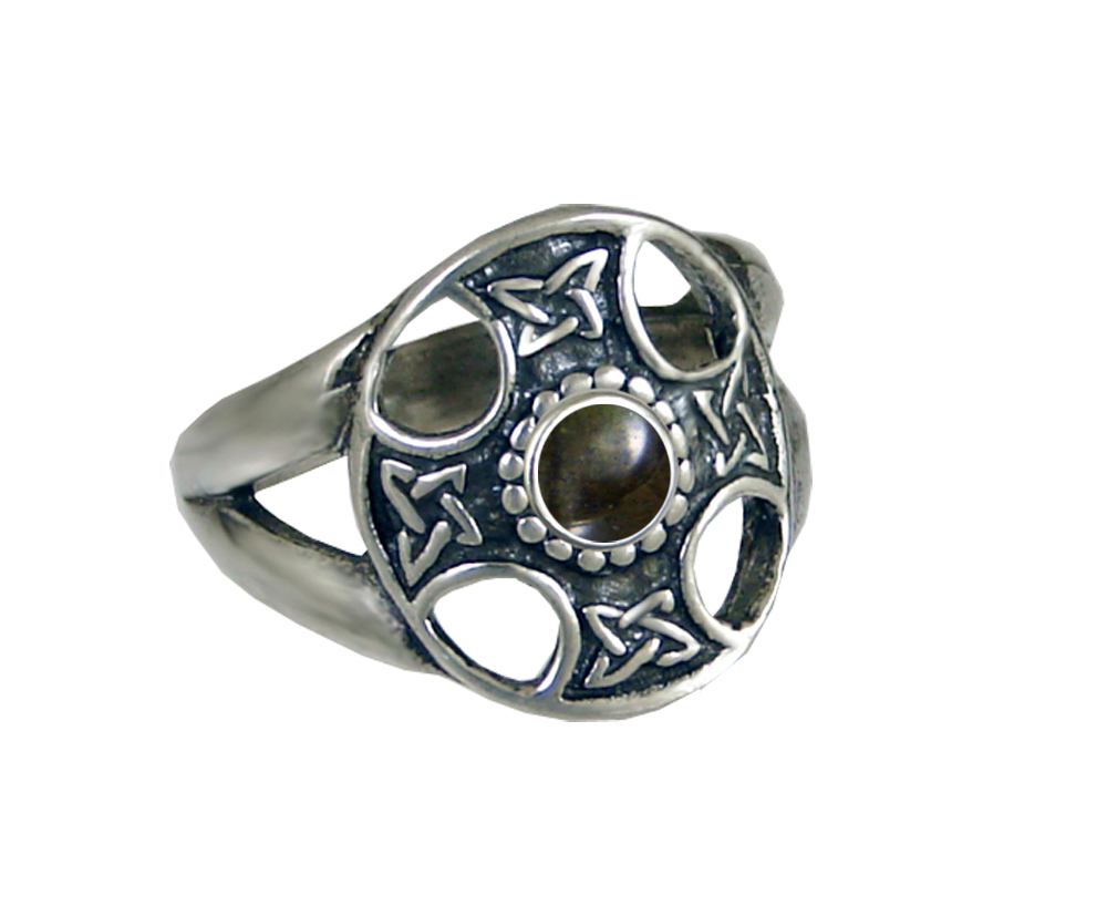 Sterling Silver Celtic Solar Cross Ring With Spectrolite Size 7 Sterling Silver Celtic Solar Cross Ring With Spectrolite Size 7